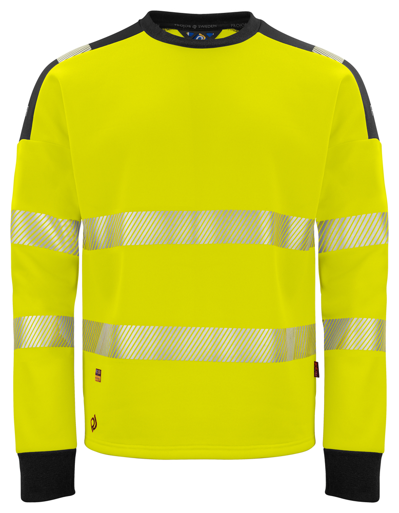 6108 SIGNALISATIESWEATER RONDE HALS EN ISO 20471 KLASSE 3 - Geel/Zwart