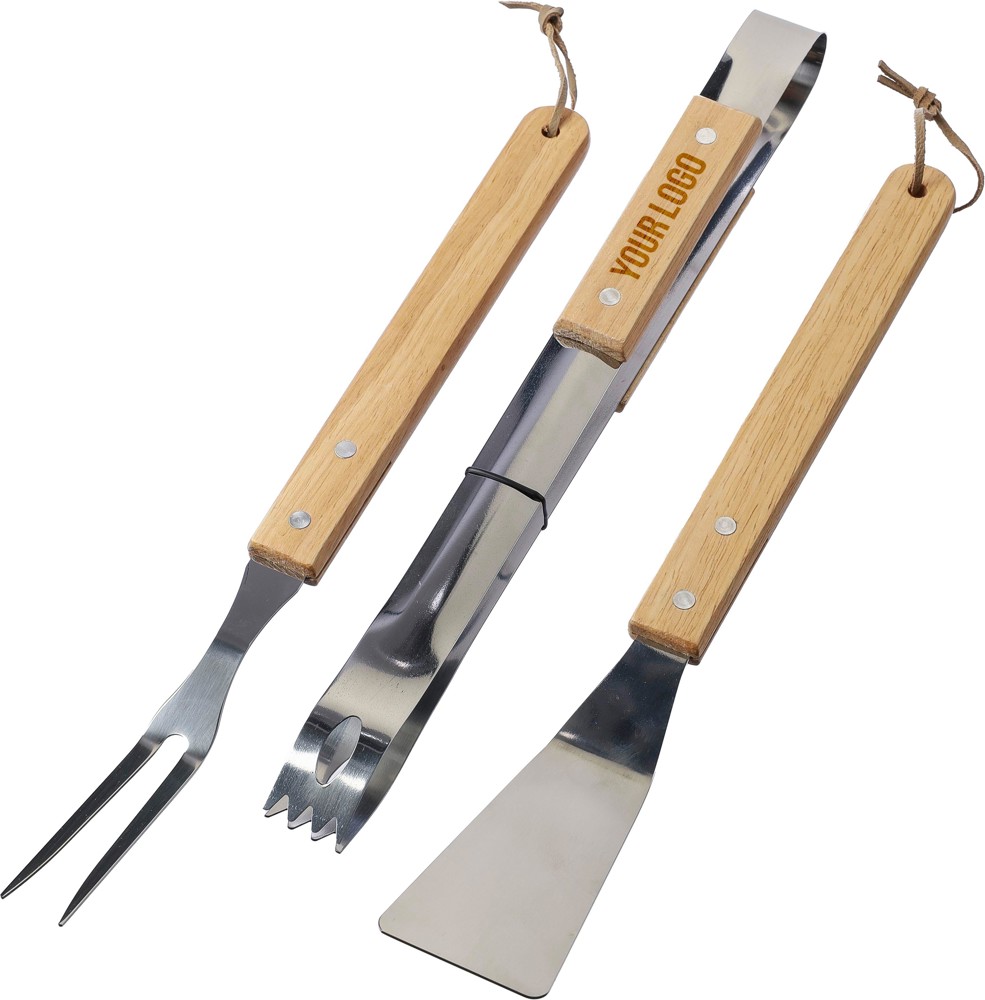 Barbecueset Kaitlyn | Rvs | 3 st | Houten handvatten