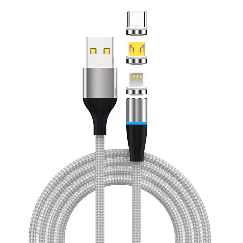 3-in-1 kabel "Magnetic Fastcharge + Data - zilver