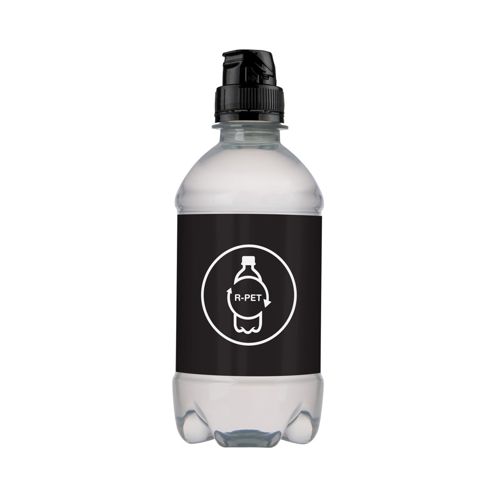 Bronwater 330 ml met sportdop - Transparant/zwart