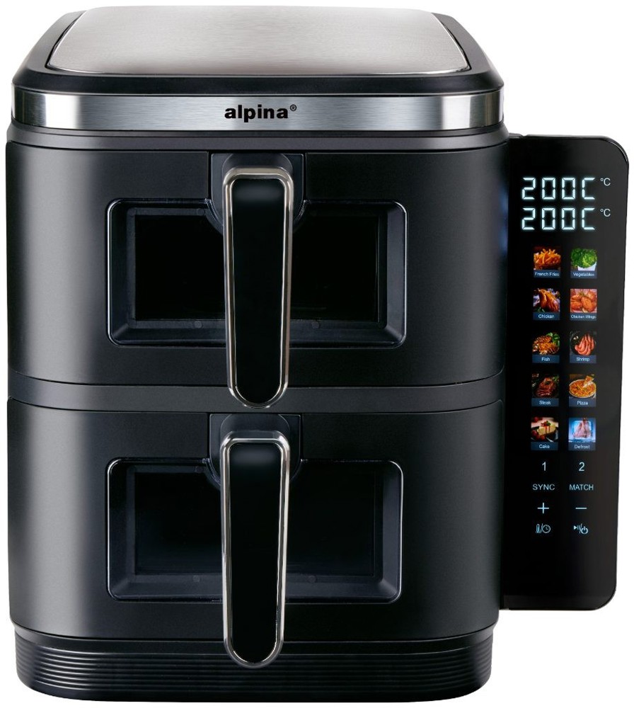 ALPINA Double Air Fryer 2x5.5L 2800W- Zwart