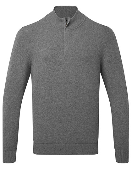 Asquith & Fox - Men´s Cotton Blend 1/4 Zip Sweater - charcoal