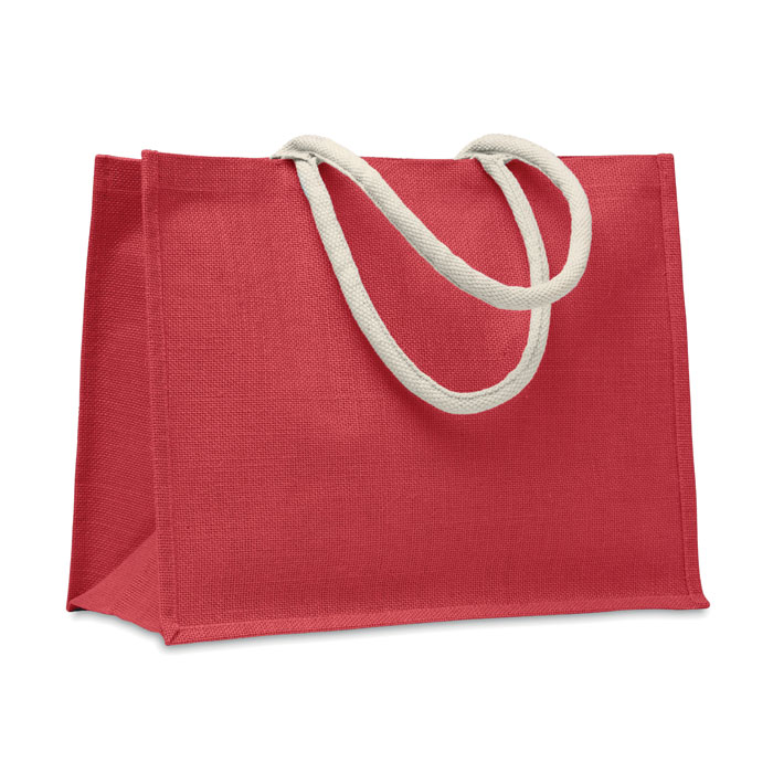 AURA - Jute tas met katoenen hengsels - Rood