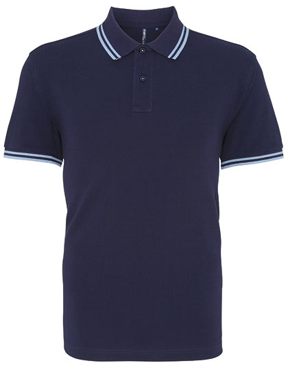 Asquith & Fox - Men´s Classic Fit Tipped Polo - Navy, Cornflower