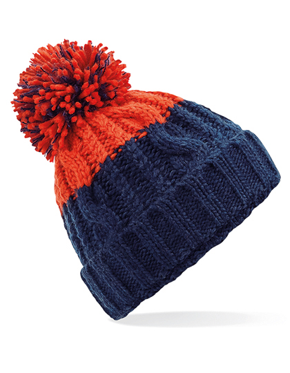 Apres Beanie - oxford navy/fire red