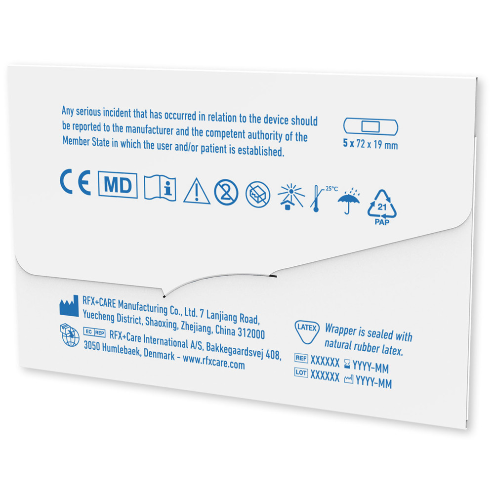 5-delige custom made pleisters met full colour bedrukte kraftpapieren envelop