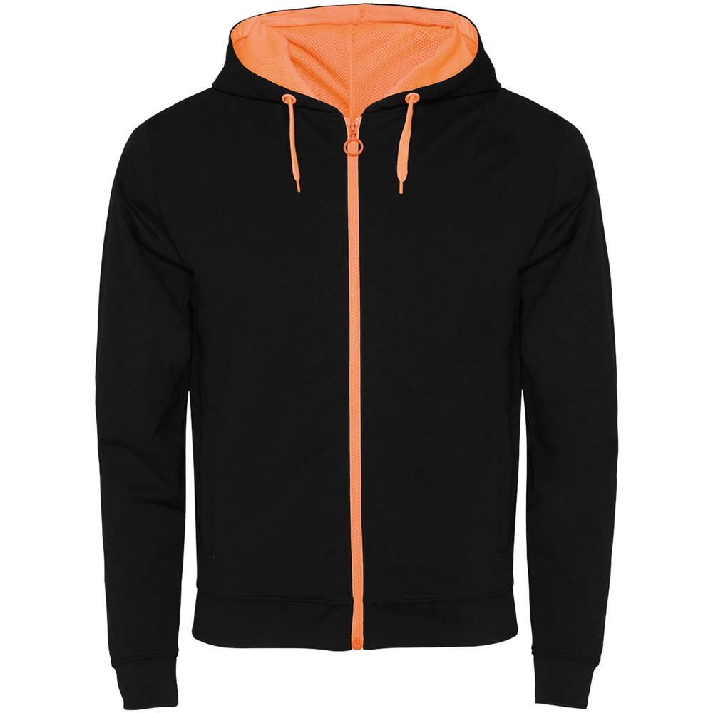 Fuji unisex sweatjack - Zwart, Fluor oranje