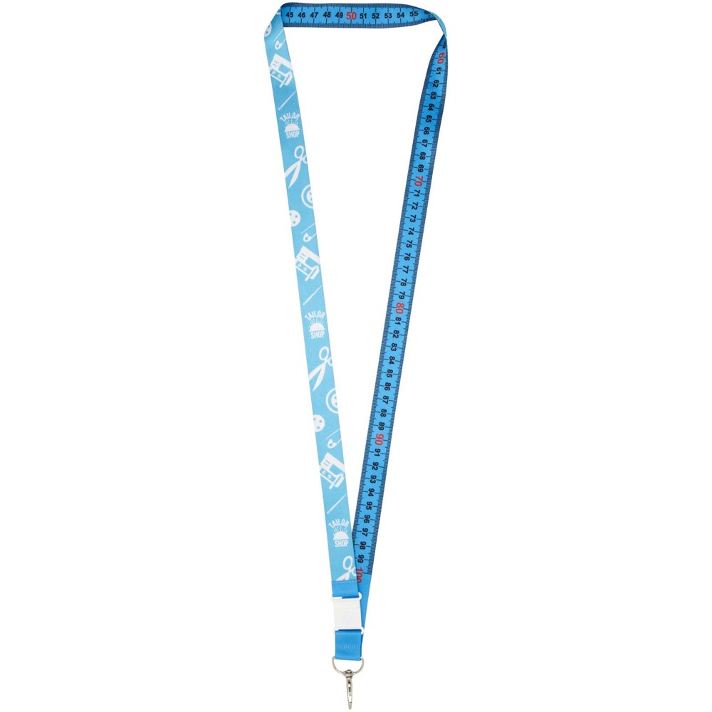 Isla 1-meter RPET sublimatie lanyard met safety breakaway sluiting - Lichtblauw, Wit, Wit