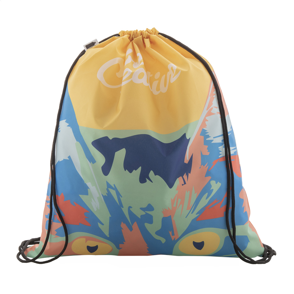 CreaDraw RPET - custom made trekkoord tas - Zwart/Wit