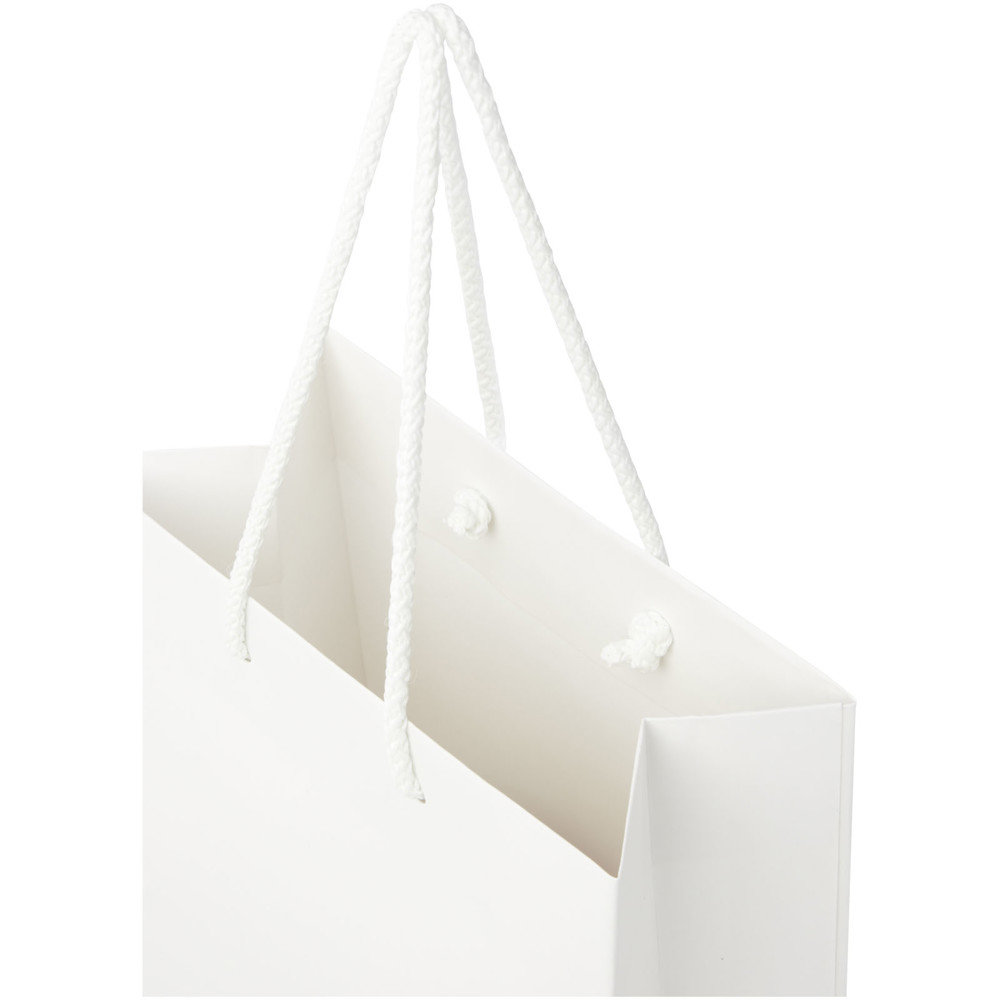 Handgemaakte 170 g/m2 integra papieren tas met PP woven handgrepen - 18 x 9 x 23 cm