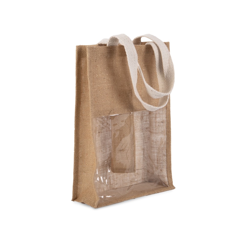 Flessentas van jute - natural/gold