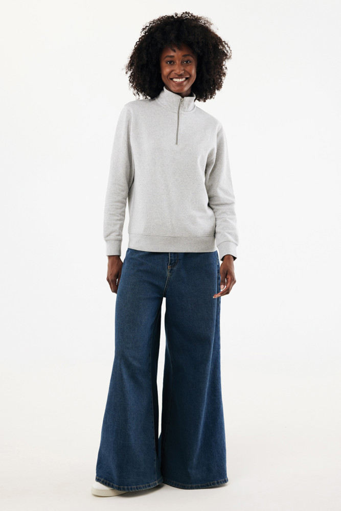 IQONIQ Elgon gerecycled katoen sweater met kwartritssluiting