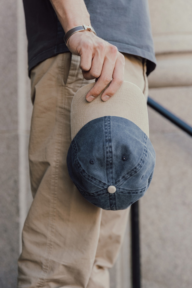 BEAU AWARE™ Washed 6 panel 270gsm cotton twill two tone cap