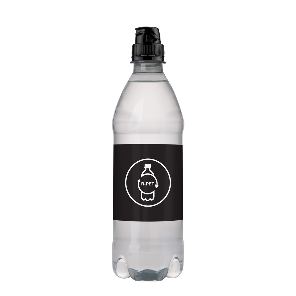 Bronwater 500 ml met sportdop - Transparant/zwart