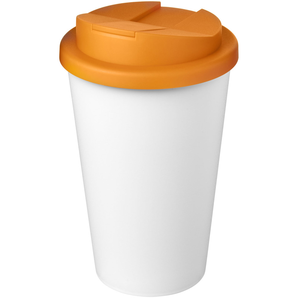Americano® Eco 350 ml gerecyclede beker met spill-proof deksel - Oranje, Wit