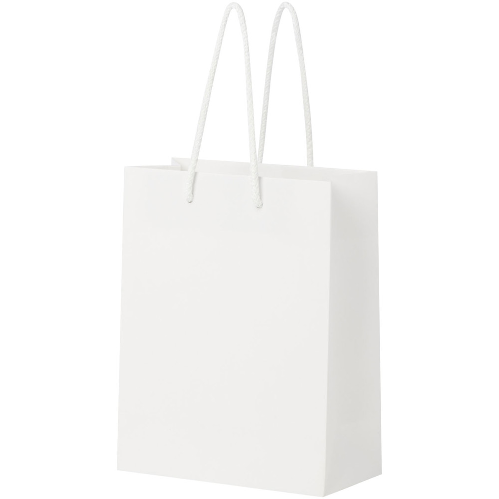 Handgemaakte 170 g/m2 integra papieren tas met PP woven handgrepen - 18 x 9 x 23 cm