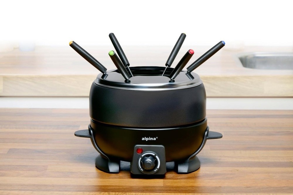 ALPINA Fondue Set 800W 2.3L Electric Black- Zwart