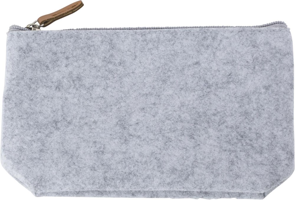 Cosmetisch tasje Lucy | Vilt | Synthetisch leren details - lichtgrijs
