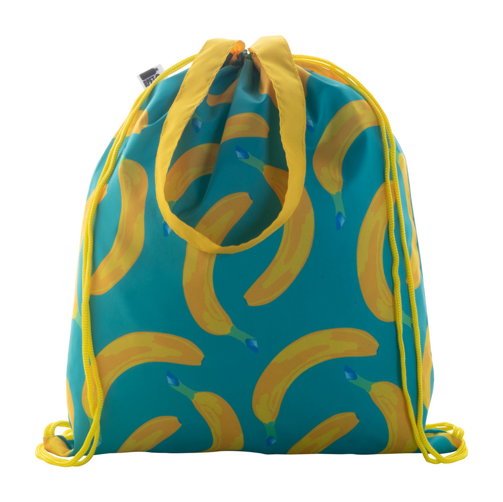 CreaDraw Shop RPET - custom made tas met trekkoordsluiting - geel/wit