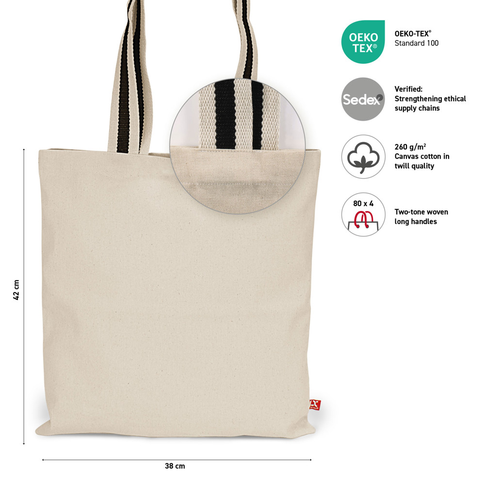 ANTWERPEN – Canvas tas met lange tweekleurige hengsels