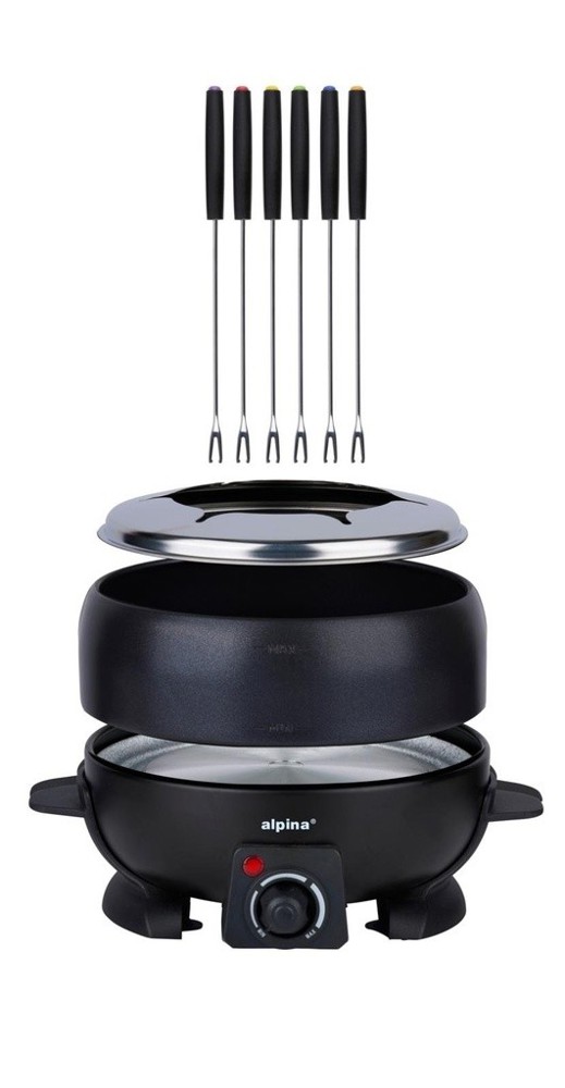 ALPINA Fondue Set 800W 2.3L Electric Black- Zwart