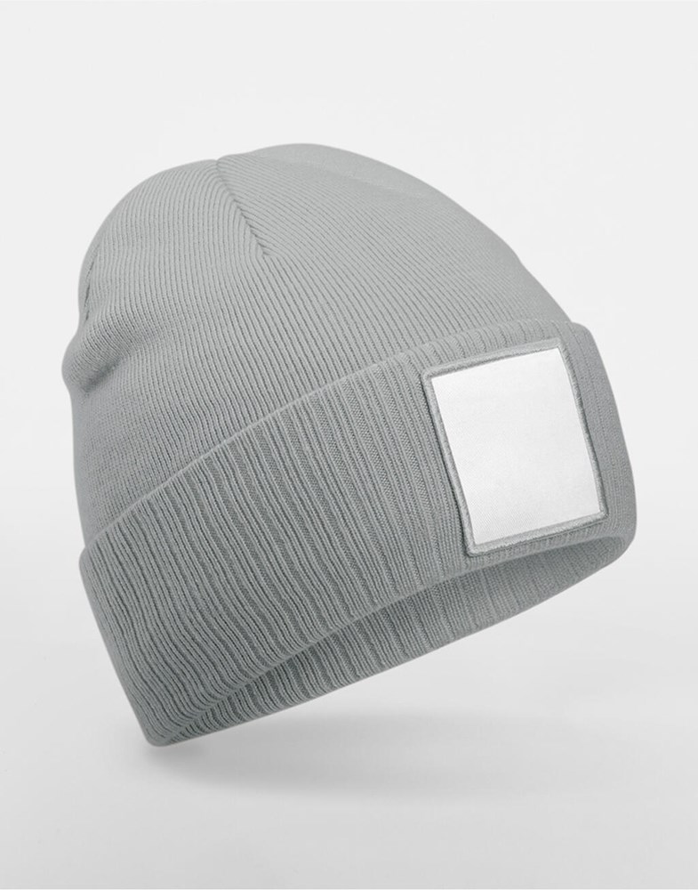 Appliqué Patch Beanie - Ash/White