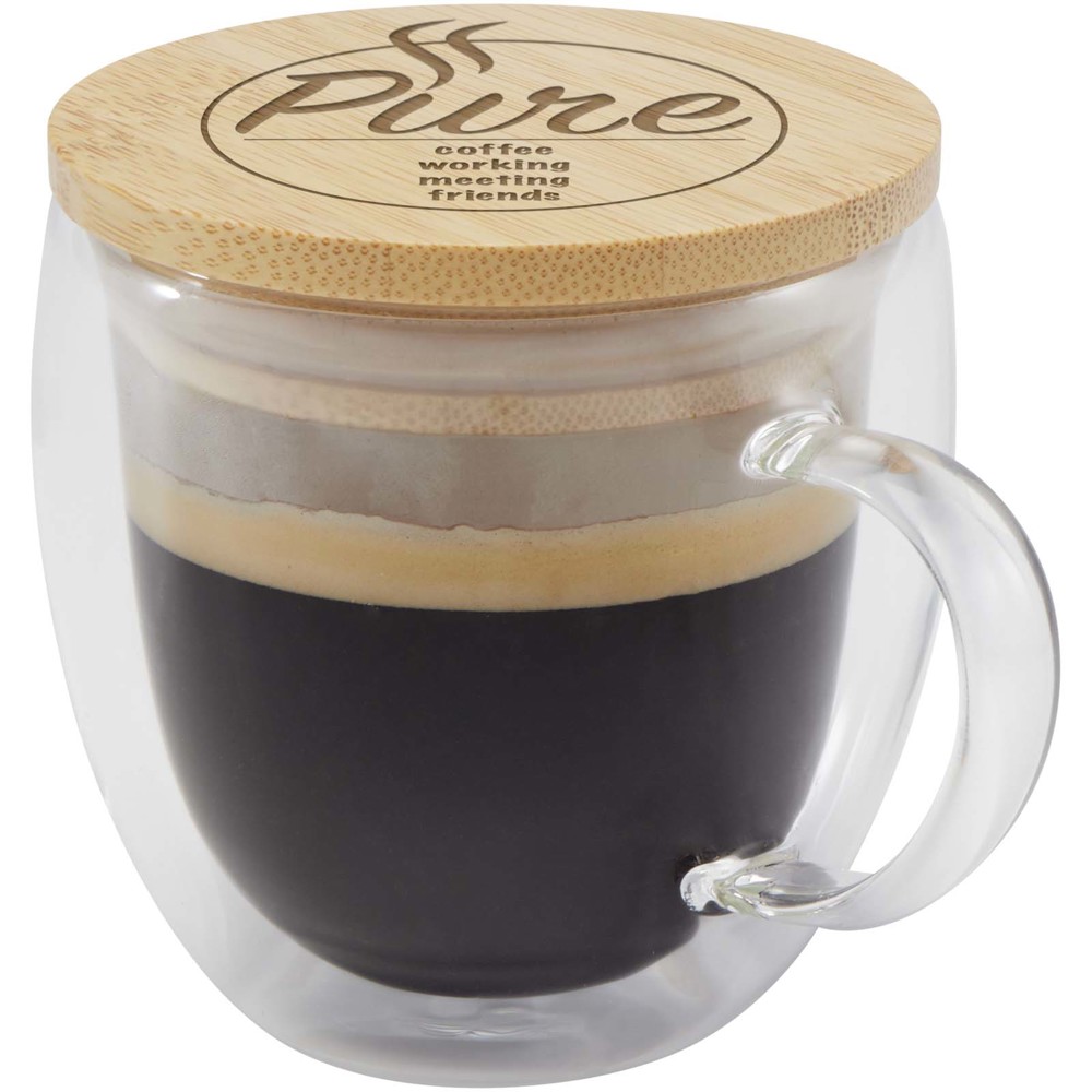 Arlo 250 ml glazen beker met bamboe deksel