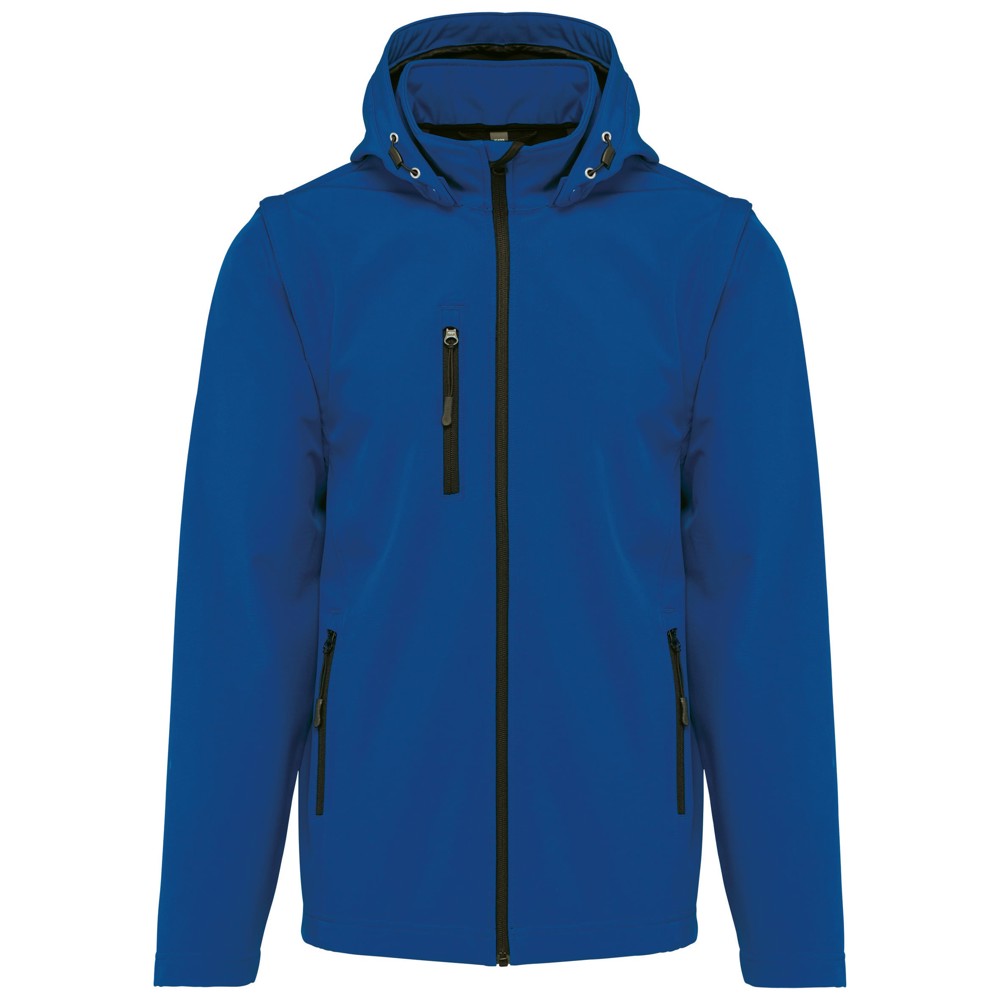 3-laagse uniseks softshelljas met afneembare capuchon en mouwen - Dark Royal Blue