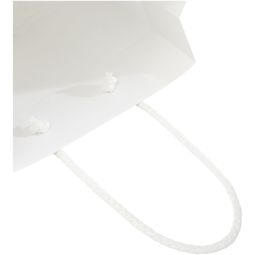 Handgemaakte 170 g/m2 integra papieren tas met PP woven handgrepen - 18 x 9 x 23 cm